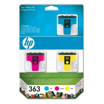 HP 363 Ink Cartridges 3-pack with Vivera Inks - contains a cyan,
