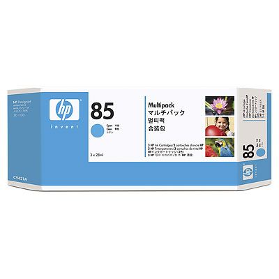 HP 85 Cyan Ink Cartridges 3-pack, 28 ml