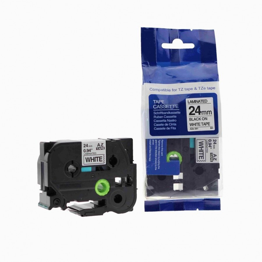 Brother TZ-251 BLACK ON WHITE TAPE 24mm BLACK ON WHITE OEM:TZE25
